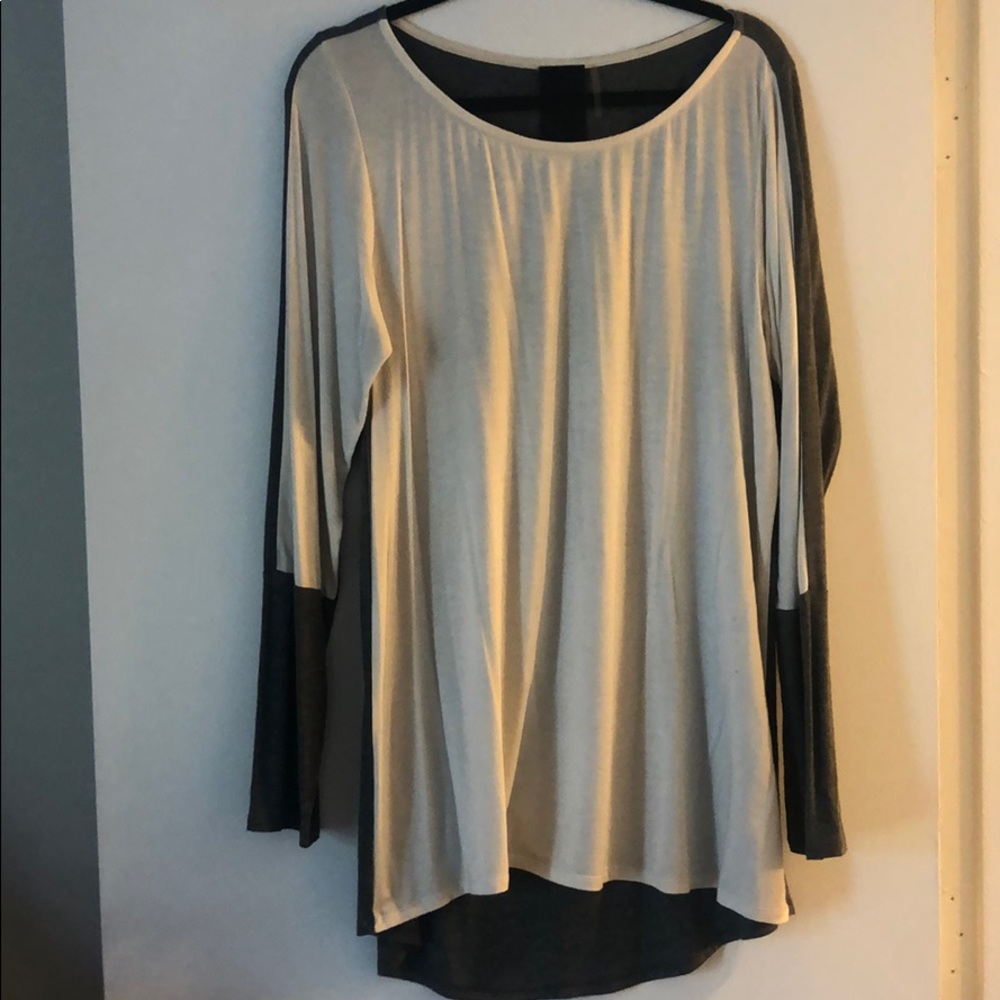 Long Sleeve Creme and Grey Cotton Shirt -Nordstrom